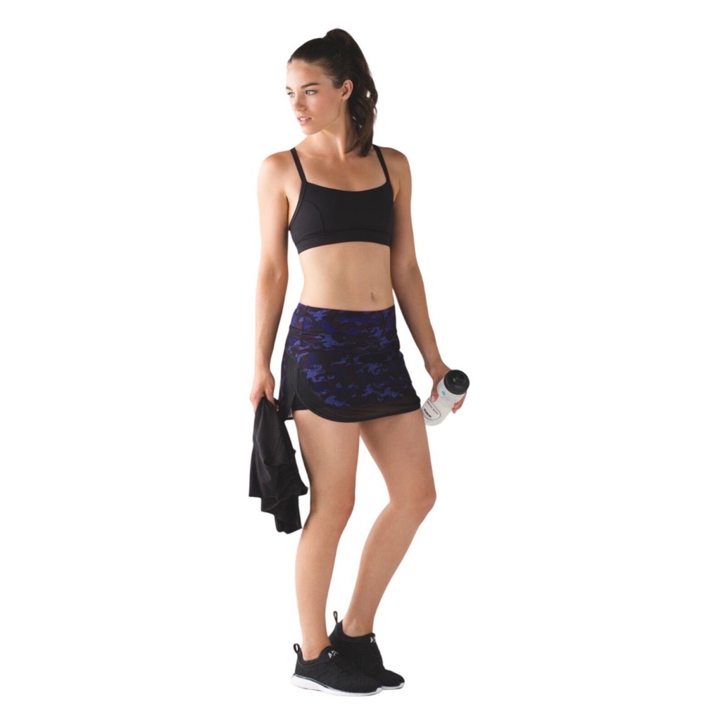 Lululemon Pace Rival Skirt Tall 2 Purple Black Camo Running Tennis Skort W8934S